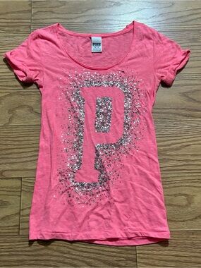 Y2K 2000s Victoria’s Secret PINK Sequin Bling Burst Lightweight Shirt XS